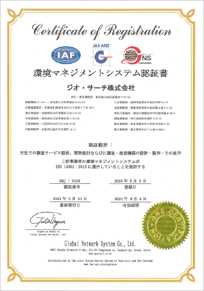 ISO14001認証登録