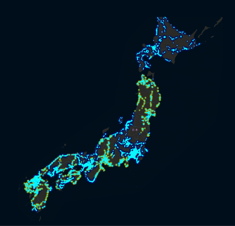 日本地図 ジオ・サーチが検査した場所